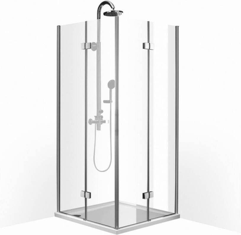 Gradara Pasa Twinroller (90x90x200 cm) douchecabine vierkant 8 mm met 2 schuifdeuren NANO Anti-kalkbehandeling