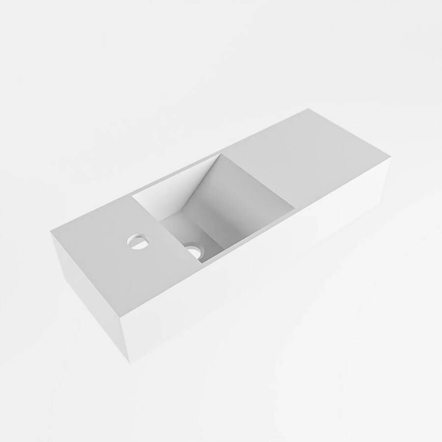 Mondiaz TYNE Fonteinset 60x23x12cm wasbak links 1 kraangat solid surface Talc mat M20116