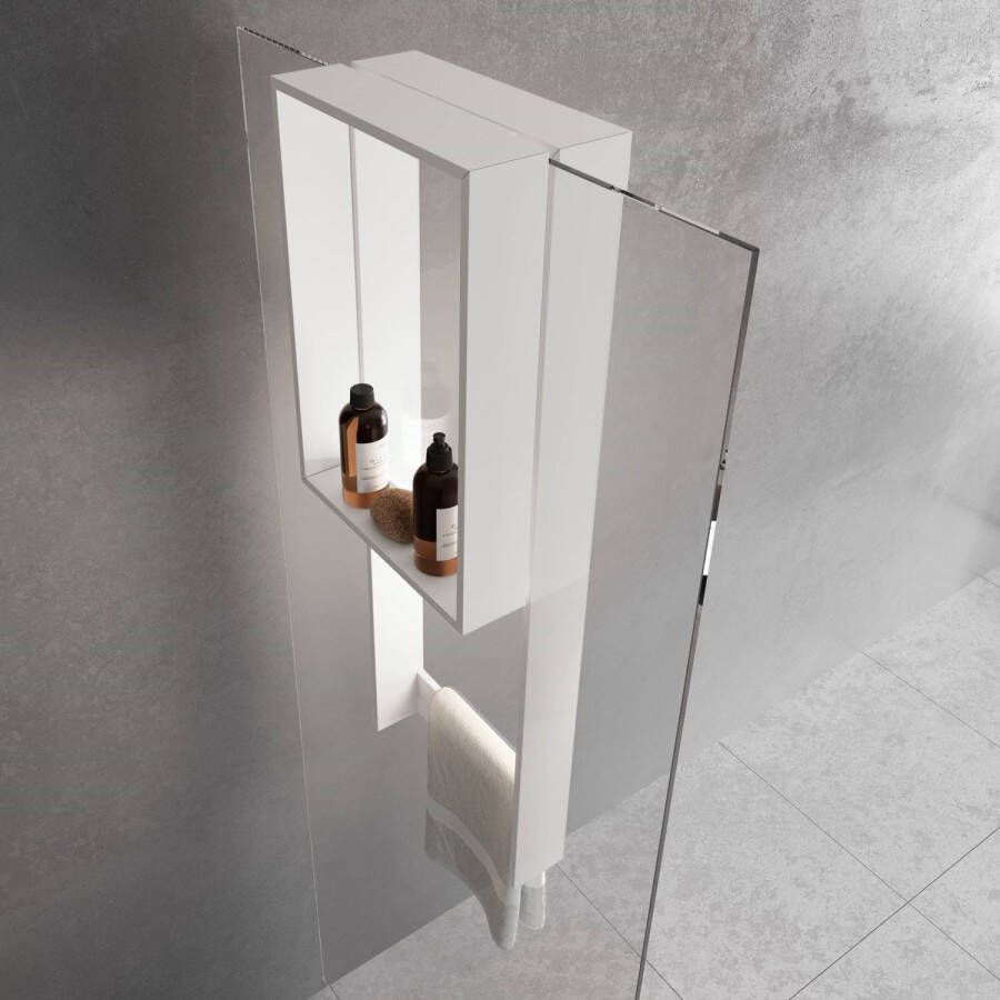 Novellini Frame planchet 35x90cm + haak en handdoekhouder mat wit