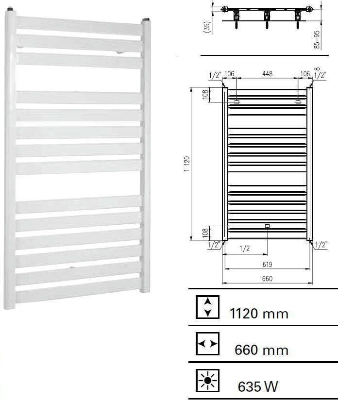 Plieger Vela designradiator horizontaal 1120x660mm 635W mat zwart 7250434