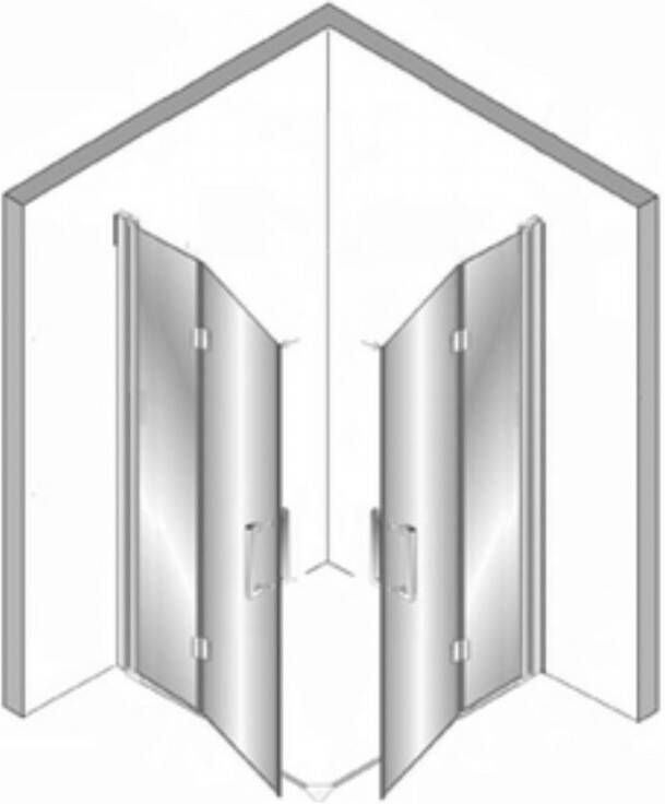 Plieger Panorama vouwdeur + vouwdeur 80 + 80x200 cm incl. vloerprofiel chroom VOUWDEUR 80+VOUWDEUR 80 C