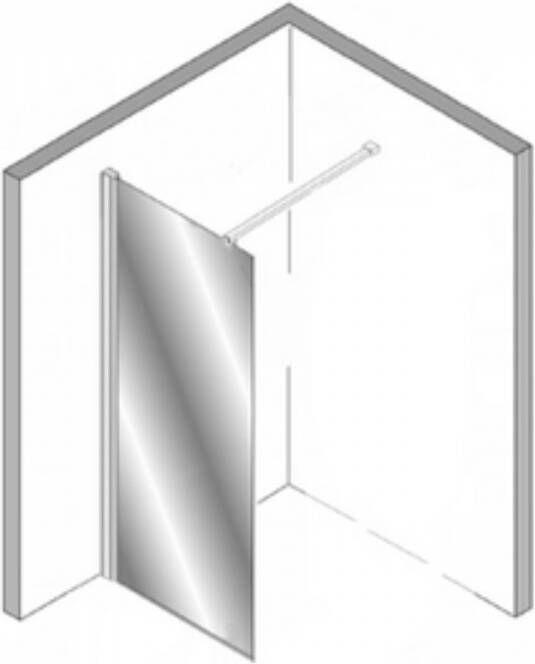 Plieger Panorama douchewand 88 90x200cm met muursteun vierkant 100cm chroom 0983750