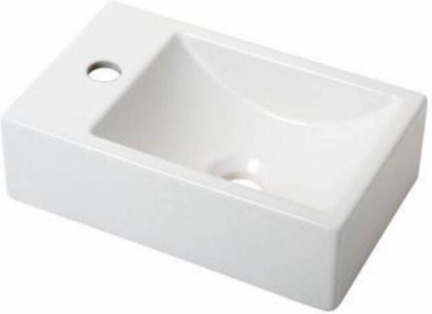 Plieger Houston fontein met bak rechts 37x23cm 1 kraangat links matwit