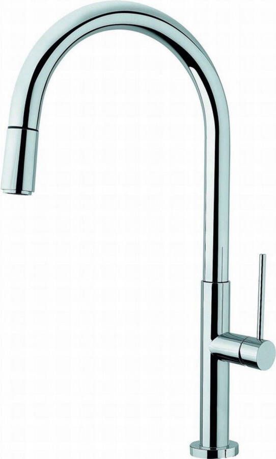 Plieger Rontessa 1 gats keukenkraan met uittrekbare handdouche chroom SLIM D26