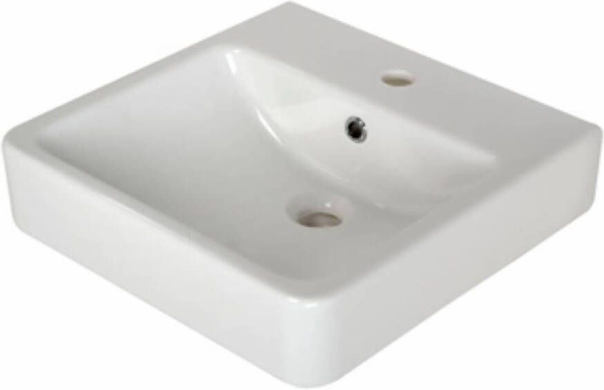 Plieger Opbouwwastafel Seattle Met Kraangat 45X45 cm Keramiek Wit Opbouwwastafel Seattle Met Kraangat 45x45 cm Wit - Foto 2