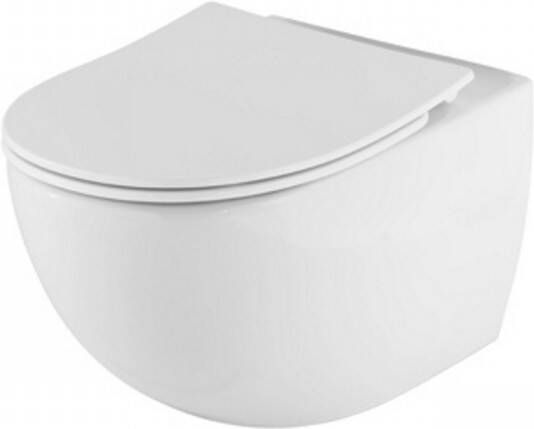 Plieger Zano wandclosetpack m. wandcloset diepspoel Compact Rim-ex m. verdekte bevestiging 36x49.5cm m. Slim closetzitting m. softclose m. lift-off wit - Foto 2