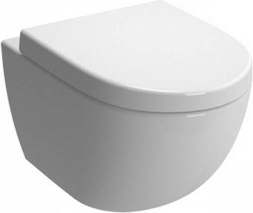 Plieger Toiletpot Hangend Zano 36.5x54x40cm Wandcloset Keramiek Wit Diepspoel Rimless met Softclose en Quickrelease Toiletzitting