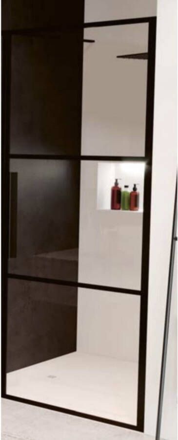 Riho Douchedeur met Klapdeur Grid 80x200 cm 6 mm Helderglas Zwarte Profielen