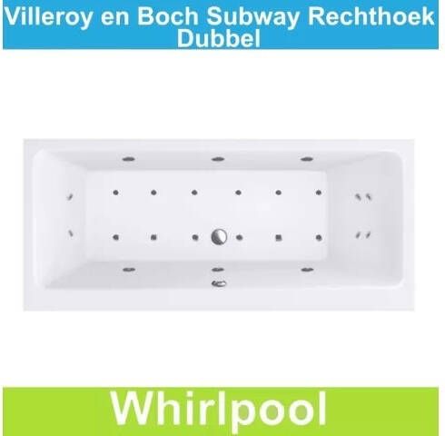 Riho Ligbad Villeroy & Boch Subway 180x80 cm met Balboa Whirlpool systeem Dubbel