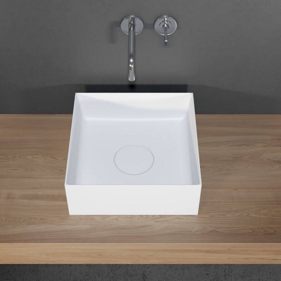 Riho Thin Square kom 38x38cm solid surface mat wit
