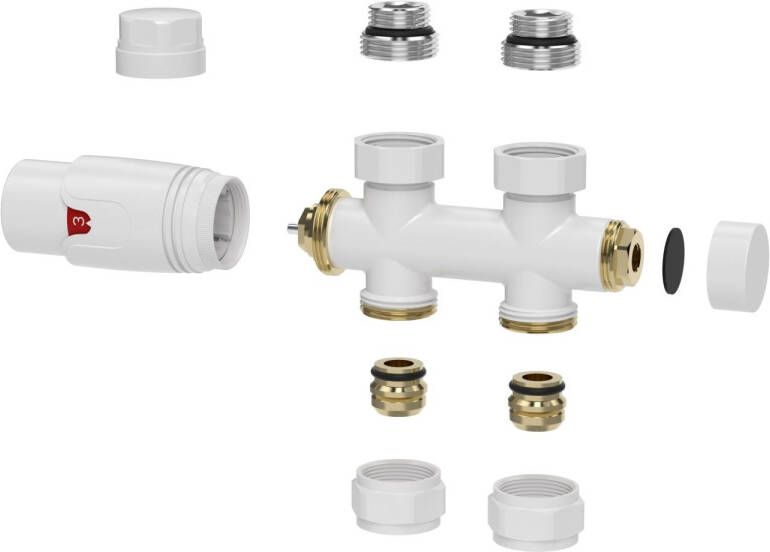 Boss & Wessing Set Thermostatisch Onderblok BWS Zuko Recht Glans Wit