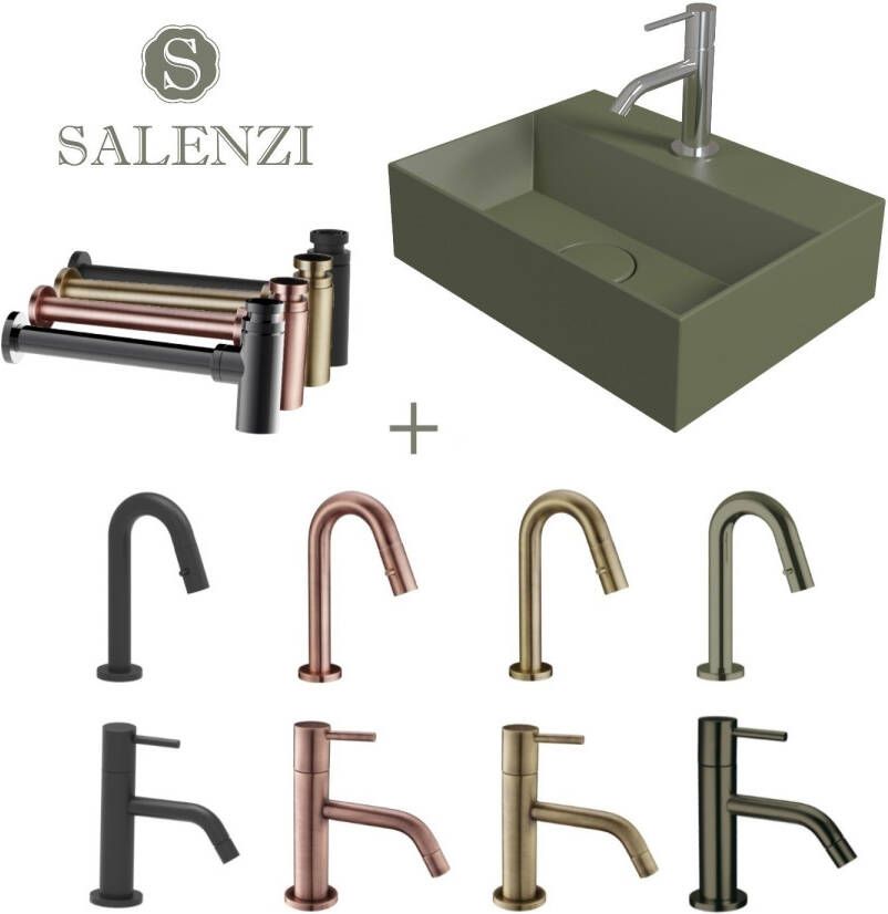 Salenzi Fonteinset Spy 40x30 cm Mat Legergroen spy4030setmg