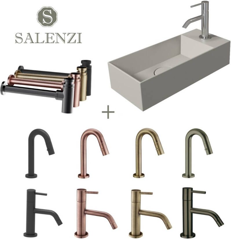 Salenzi Fonteinset Spy 45x20 cm Mat Grijs spy4520setmgrijs