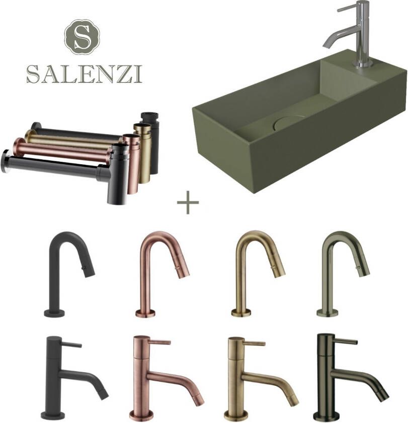 Salenzi Fonteinset Spy 45x20 cm Mat Legergroen spy4520setmg