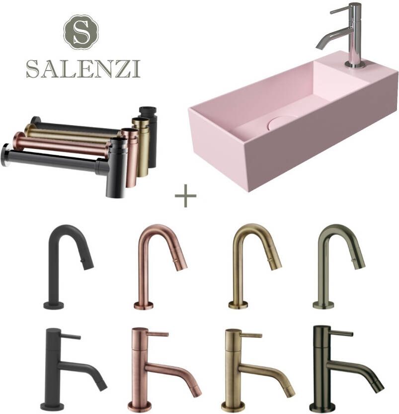 Salenzi Fonteinset Spy 45x20 cm Mat Roze spy4520setmroze