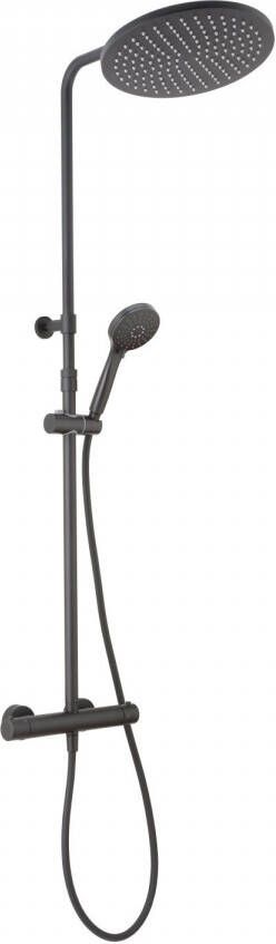 Salenzi Opbouw Regendouche Giro Thermostatisch 30 cm en 3 standen Handdouche Gepoedercoat Mat Zwart