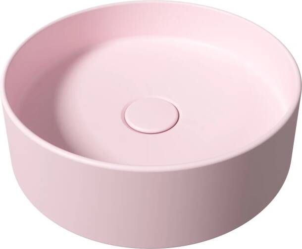 Salenzi Opbouw Waskom Hide Circle 40x12 cm Mat Roze (inclusief bijpassende afvoerplug)
