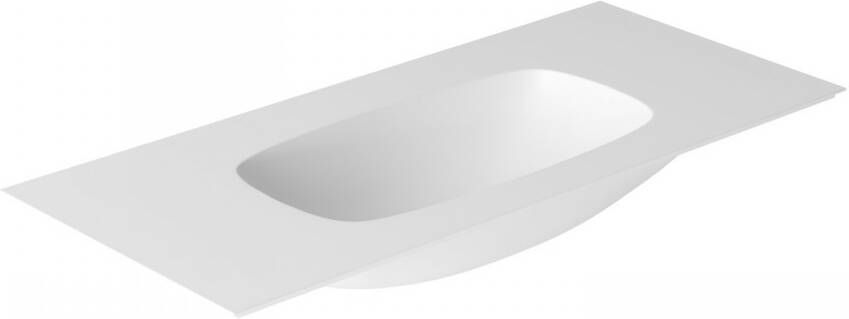 Salenzi Wastafel Nur 102x46 cm Keramiek Mat Wit zonder kraangat (incl. bijpassende afvoerplug)