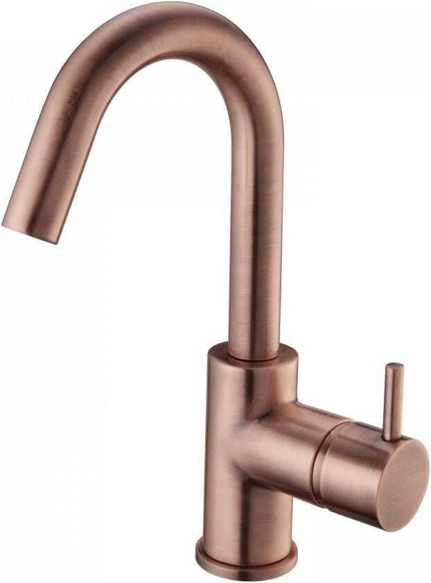 Salenzi Wastafelkraan Opbouw Giro Gebogen Gegalvaniseerd Geborsteld Koper