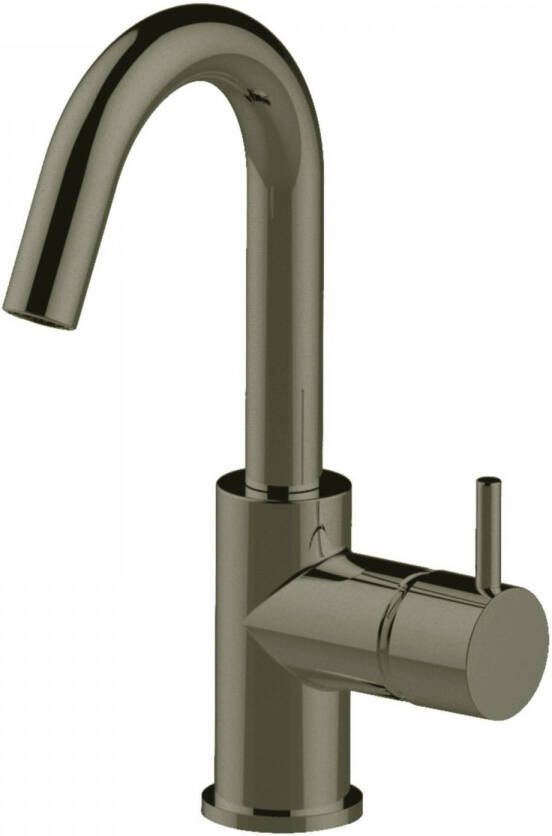 Salenzi Wastafelkraan Opbouw Giro Gebogen Gegalvaniseerd Zwart Chroom OUTLET