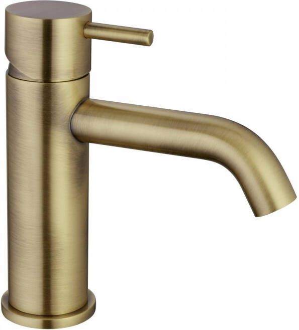 Salenzi Wastafelkraan Opbouw Giro Recht Gegalvaniseerd Geborsteld Messing Goud