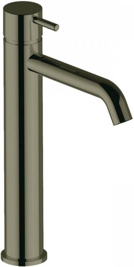 Salenzi Wastafelkraan Opbouw Hoog Giro Gegalvaniseerd Geborsteld Messing Zwart Chroom