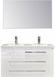 Sanicare Badmeubelset Q1 120x46 cm Hoogglans Wit Onderkast 120 Met 2 Lades En Keramische Wasbak