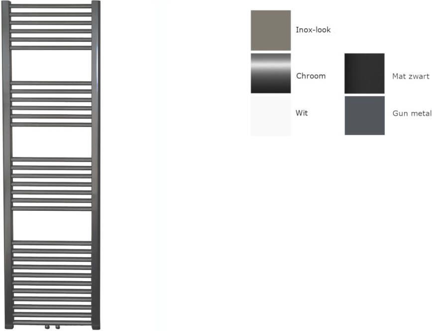 Sanicare design radiator midden aansluiting recht 160 x 45 cm. Gun metal HRM451600M