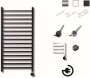 Sanicare Elektrische Design Radiator Plug En Play Qubic 126.4 x 60 cm Mat Zwart Thermostaat Chroom 773 Watt - Thumbnail 2