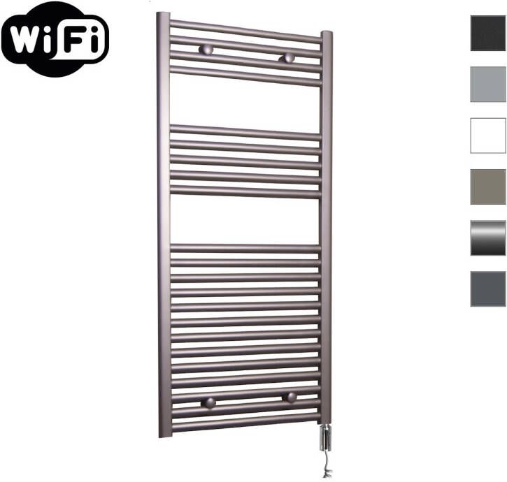 Sanicare Elektrische Radiator HWV Met Wifi 111 8x45 cm Inox Look 596W Met Thermostaat Chroom Rechtsonder