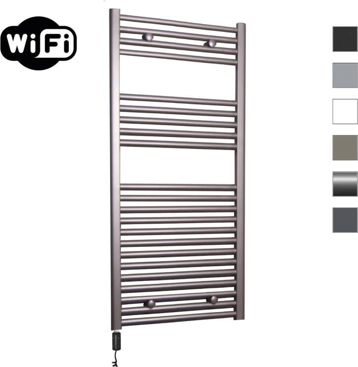 Sanicare Elektrische Radiator HWV Met Wifi 111 8x45 cm Inox Look 596W Met Thermostaat Zwart Linksonder