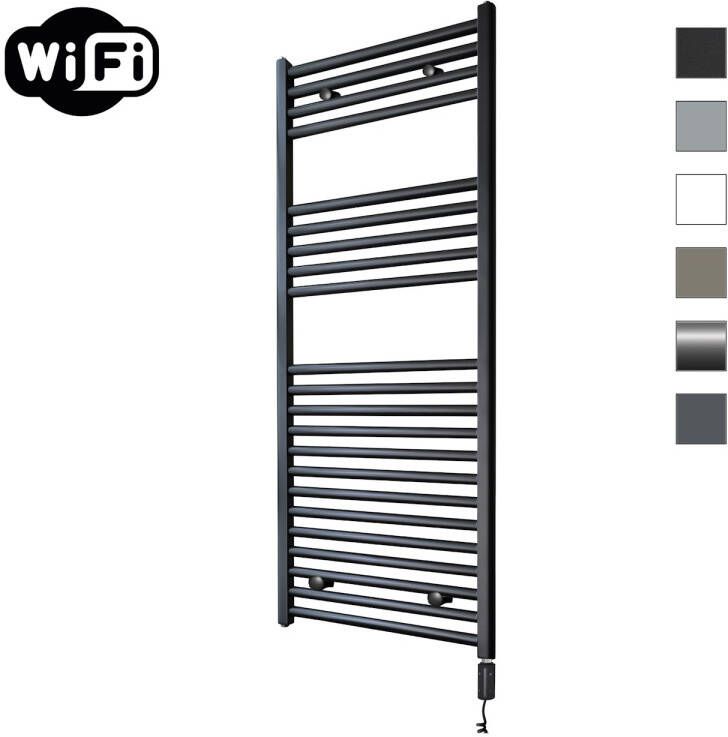Sanicare Elektrische Radiator HWV Met Wifi 111 8x45 cm Mat Zwart 596W Met Thermostaat Zwart Rechtsonder - Foto 2