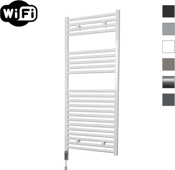 Sanicare Elektrische Radiator HWV Met Wifi 111 8x60 cm Wit 730W Met Thermostaat Chroom Linksonder - Foto 2