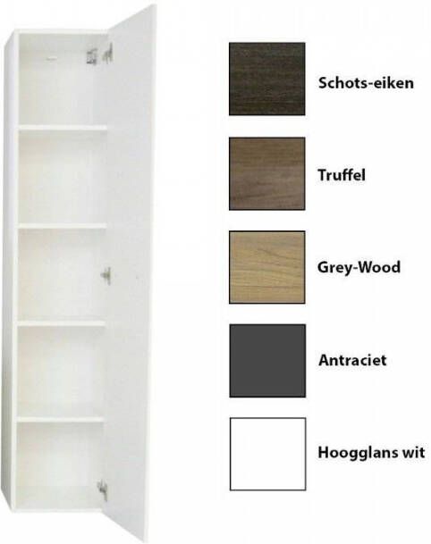 Sanicare Kolomkast Q4 Q15 1 Soft-Closing Deur 160x33 5x32 cm Hoogglans Wit
