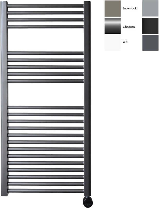 Sanicare electrische design radiator 111 8 x 45 cm. Gun metal met thermostaat chroom (rechtsonder) HRAEC451118 M - Foto 3