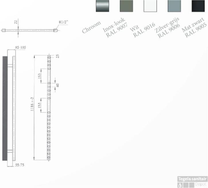 Sanicare Radiator Snode Met Wifi 111 8 x 45 Wit Met Thermostaat Wit