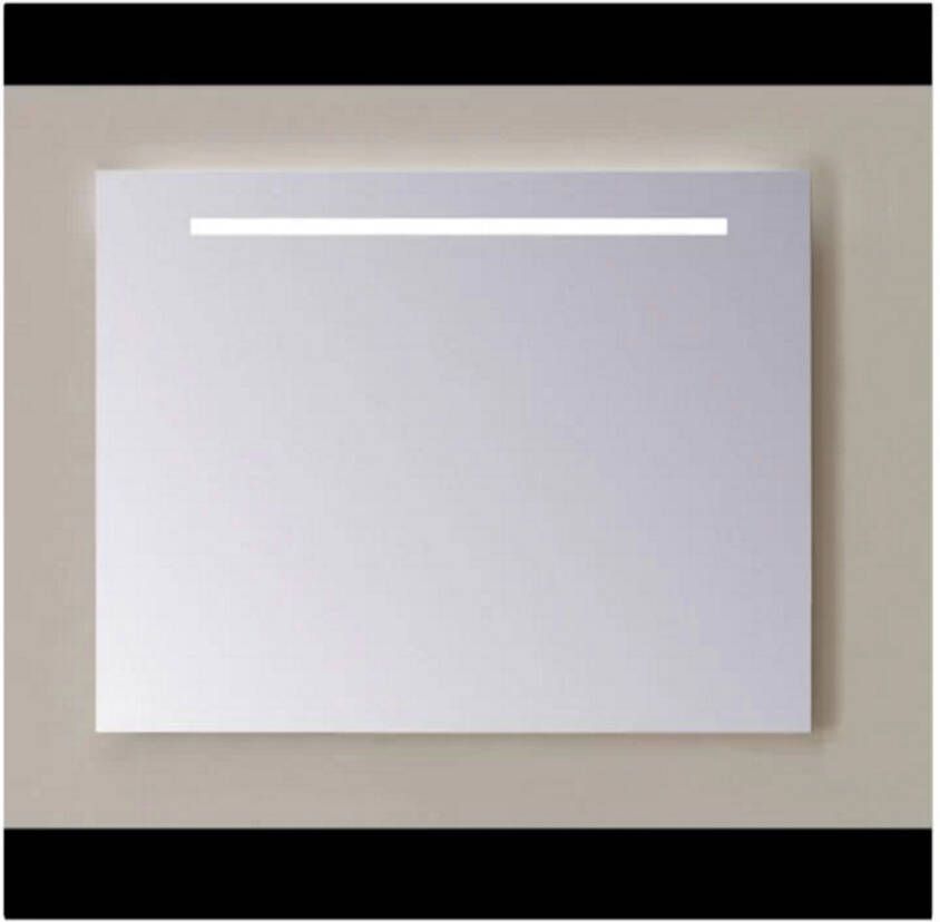 Sanicare Spiegel Q-Mirrors 100x60 cm PP-Geslepen Vierkant Met Boven & Onder Gezandstraalde Strook LED Cold White en Afstandsbediening incl. ophangmateriaal
