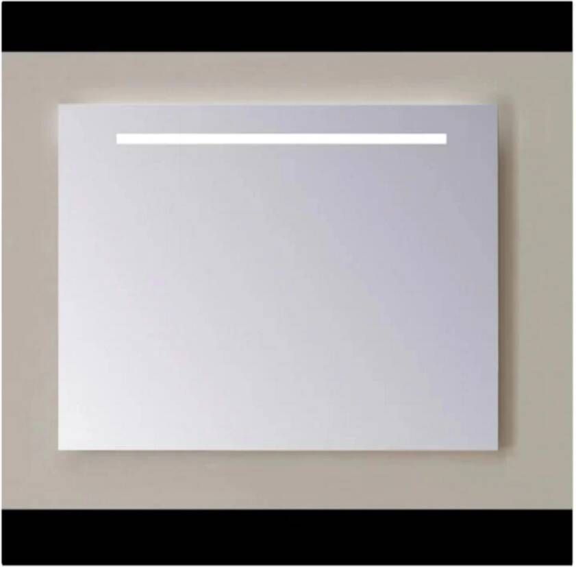 Sanicare Spiegel Q-Mirrors 60x60 cm PP-Geslepen Vierkant Met Boven & Onder Gezandstraalde Strook LED Cold White incl. ophangmateriaal Zonder Schakelaar