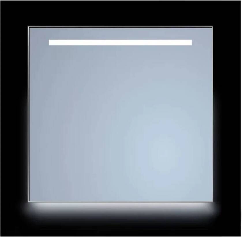 Sanicare Spiegel Q-Mirrors 80x70 cm Rechthoek Met Aan De Bovenkant & Onderzijde LED Cold White Omlijsting Chroom incl. ophangmateriaal Met Afstandsbediening