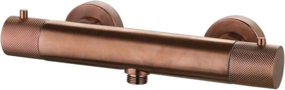 Sanilux Douchemengkraan Opbouw Ribb Thermostatisch Rond Met Geribbelde Knop Brons