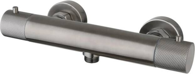 Sanilux Douchemengkraan Opbouw Ribb Thermostatisch Rond Met Geribbelde Knop Gunmetal