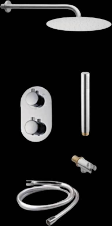 Sanilux Doucheset Rubb Inbouw Met Thermostaat Douchekop 30 cm Doucheslang en Handdouche Chroom