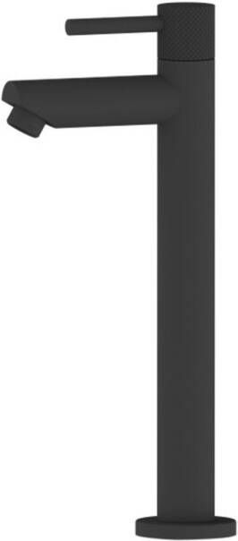Sanilux Fonteinkraan Hoog Rofio Opbouw Rond Met Geribbeld Knop Mat Zwart