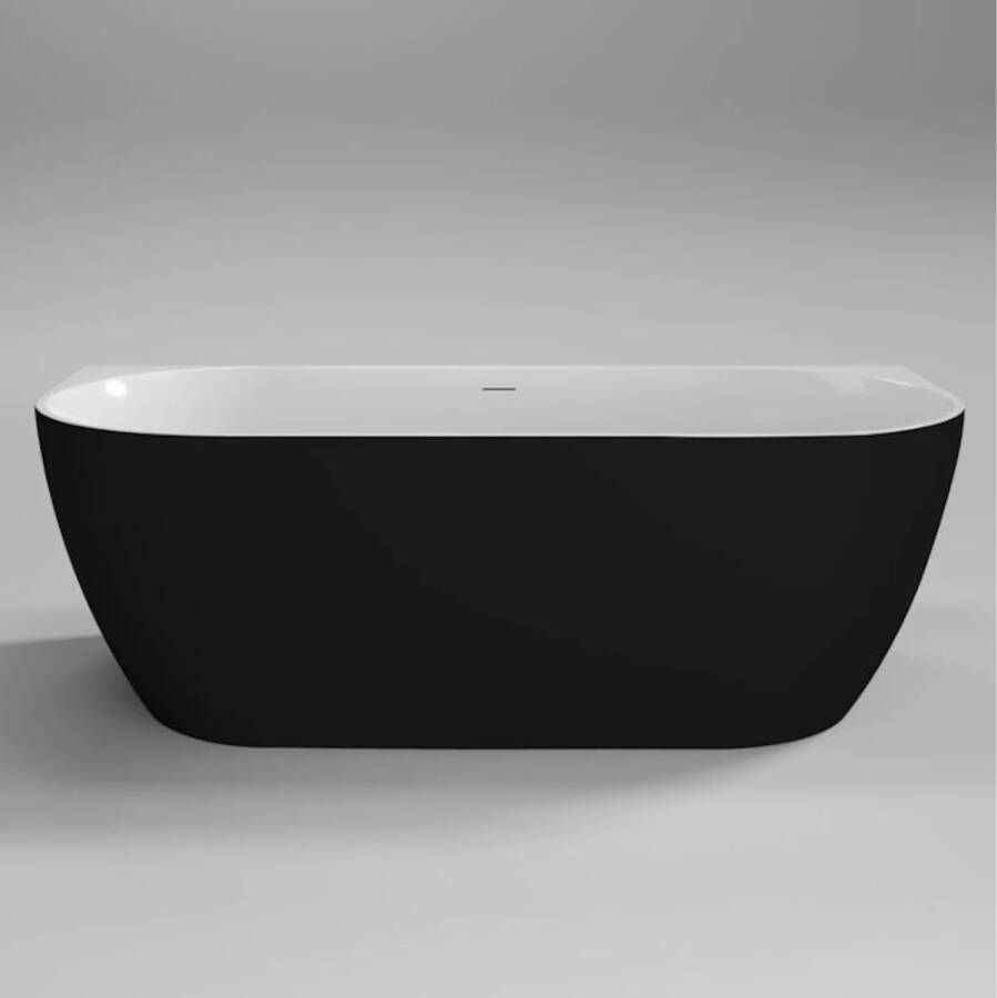 Sanilux Half Vrijstaand Bad Moon 180x80x60 cm Zwart Wit