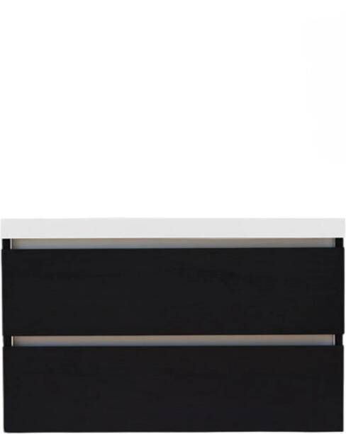 Sanilux Onderkast Trendline Met Greeplijst Aluminium 100x47x52 cm Black Oak