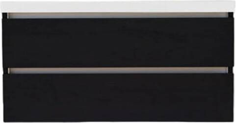 Sanilux Onderkast Trendline Met Greeplijst Aluminium 120x47x52 cm Black Oak - Foto 1