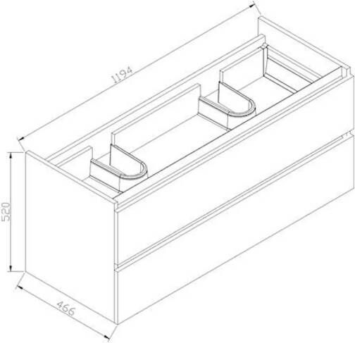 Sanilux Onderkast Trendline Met Greeplijst Aluminium 120x47x52 cm Brown Oak