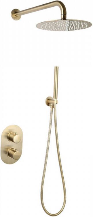 Sanilux Thermostatische Regendoucheset Peralta Inbouw Met Handdouche Geborsteld Goud (incl. inbouwbox)