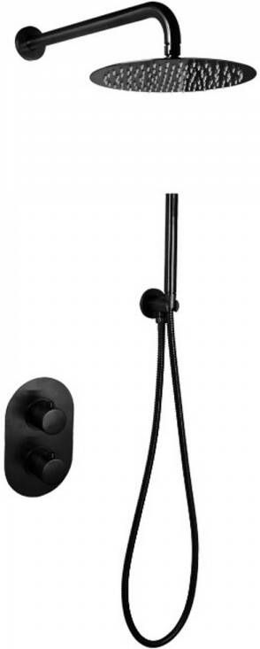 Sanilux Thermostatische Regendoucheset Peralta Inbouw Met Handdouche Mat Zwart (incl. inbouwbox)