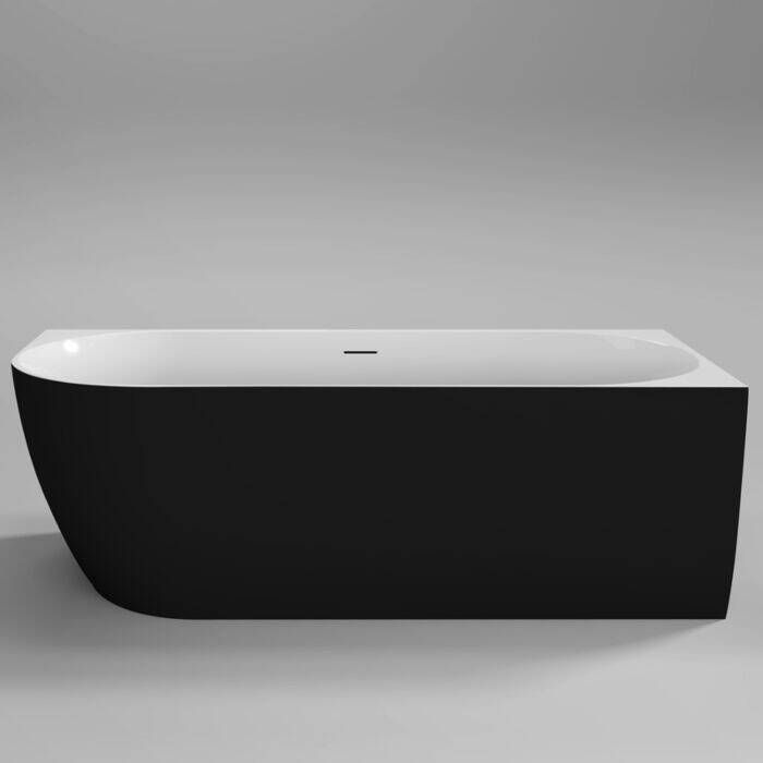 Sanilux Vrijstaand Hoekbad Moon Rechts 180x80x60 Zwart Wit